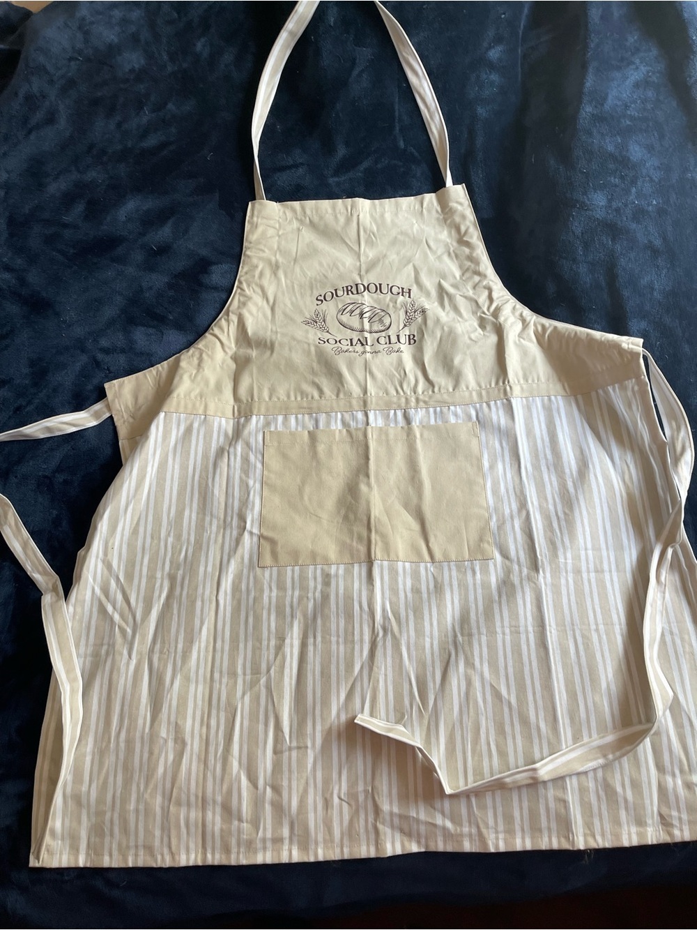 Cream Striped Kitchen Apron